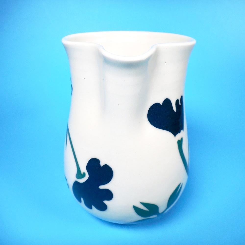 Guggenheim Art Pottery SIGNED Small Pitcher Floral Ceramic - Picture 2 of 9